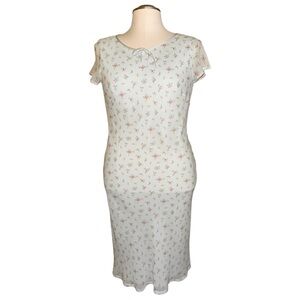 Laura Ashley Vintage 90s Floral Silk Cottagecore Summer Dress